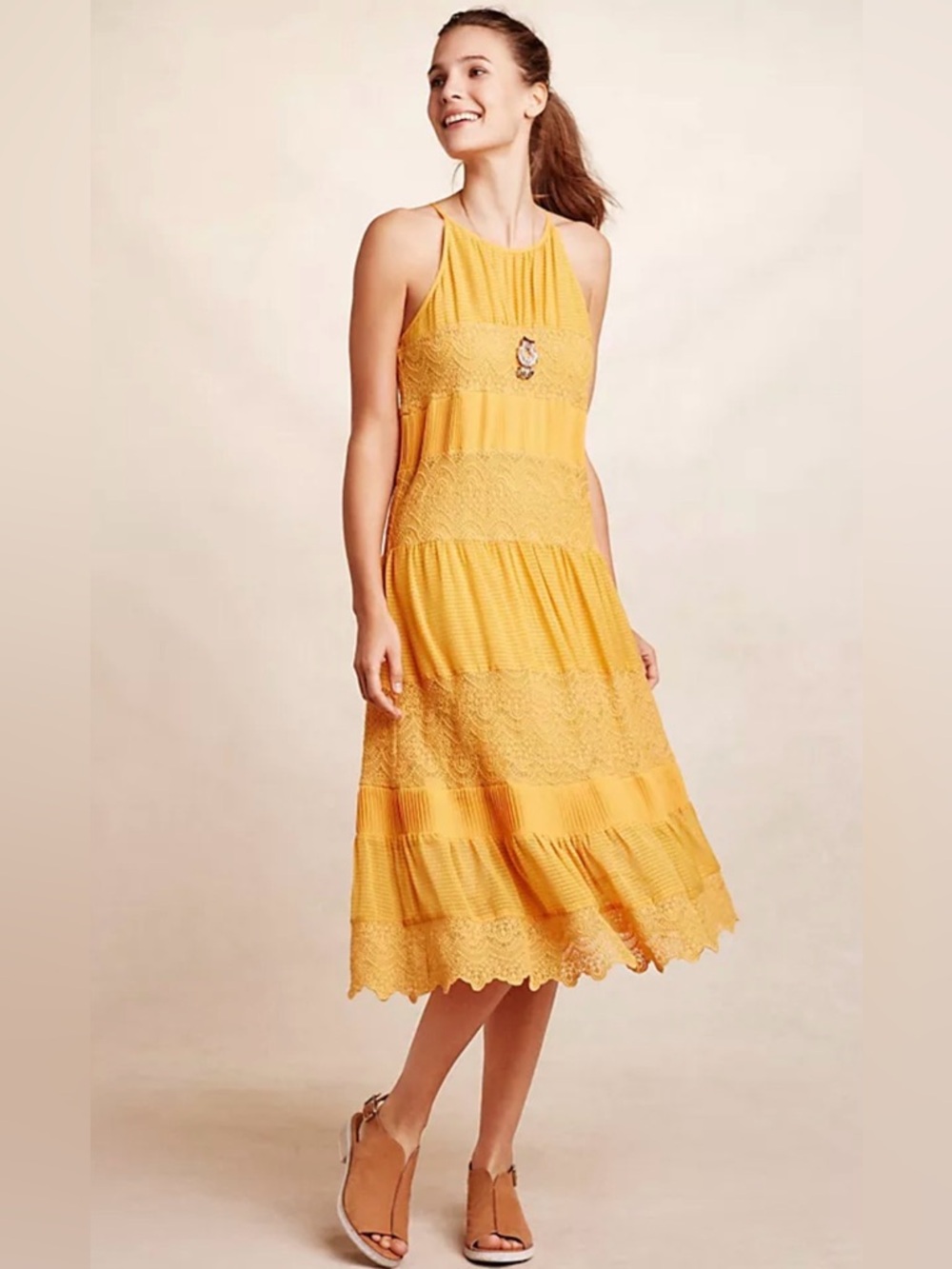 Anthropologie HD‎ in Paris Villanelle Lace Dress Mango Orange Size XS Women’s
